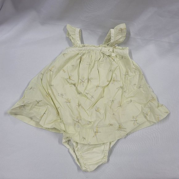Baby Gap Girl Light Green Dragonfly Summer Sundress Dress Ruffle Boho 0-3 - Picture 1 of 5